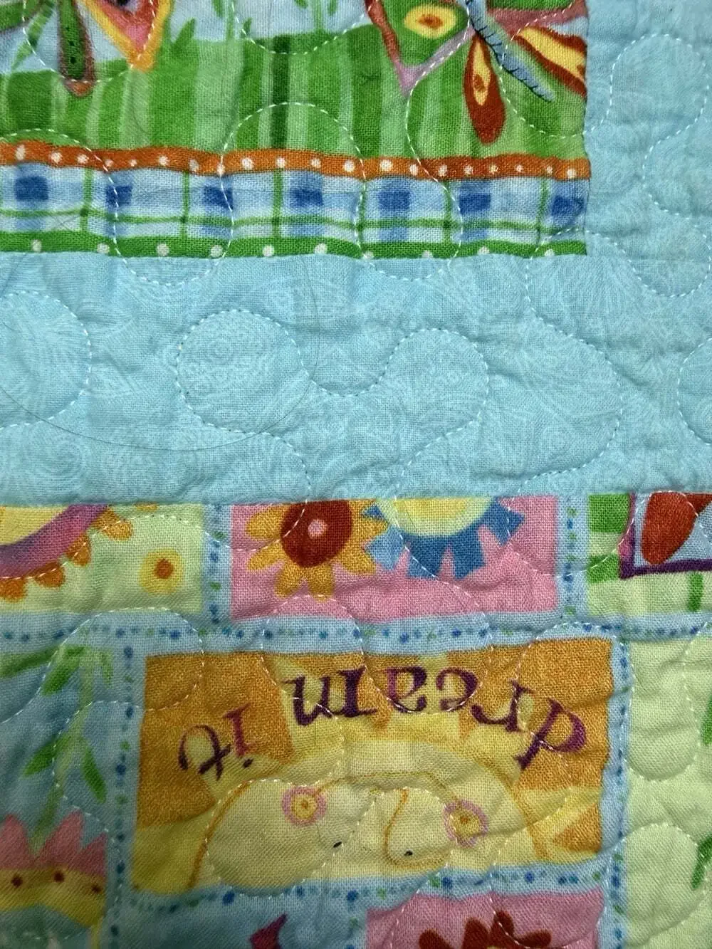 Handmade Baby/Toddler Quilt.  50”x39” Butterflies, Sunshine, multi-color
